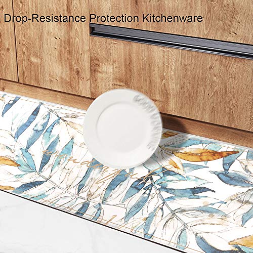 Kitchen Rug Set PVC Leather Anti Fatigue Heavy Duty Standing Mat Waterproof & Oil Proof