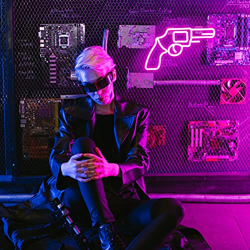 Cool LED Neon Light Sign Pistol Pink for Wall Decoration
