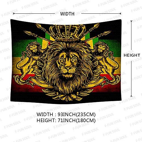 Lion Crown Flag Hippie Rasta Rastafarian Tapestry