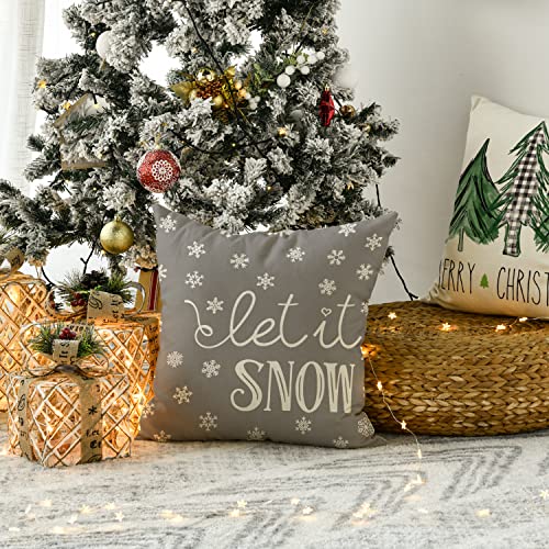 Set of 4 Christmas Throw Pillow Covers, 18 x 18 Inch