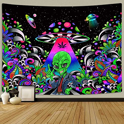 Magical Trippy Psychedelic Mushroom UFO Cool Alien Tapestry 60x40inches