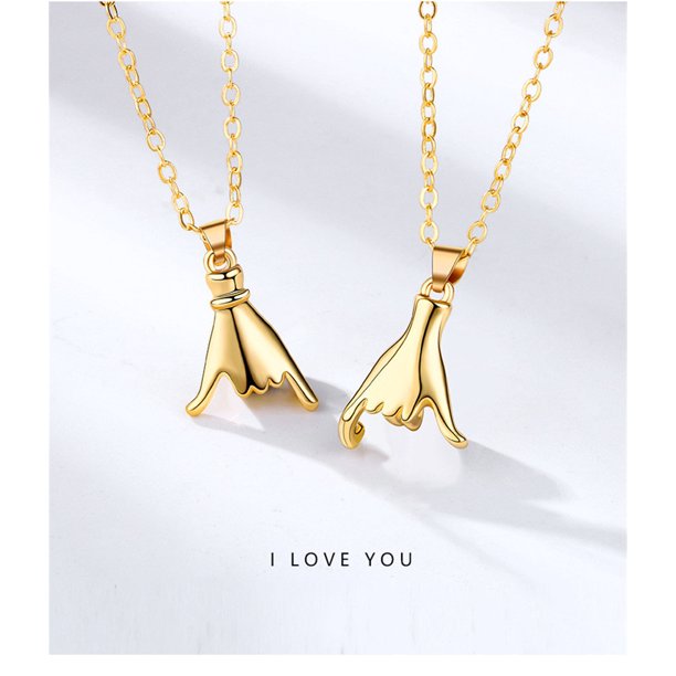 Pinky Promise Matching Couple Necklaces Best Friend Necklaces 2 Pieces, Silver-Silver
