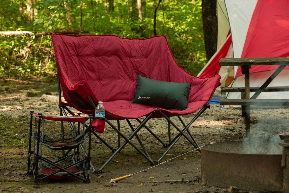 Trail Camping Love Seat Chair, Red