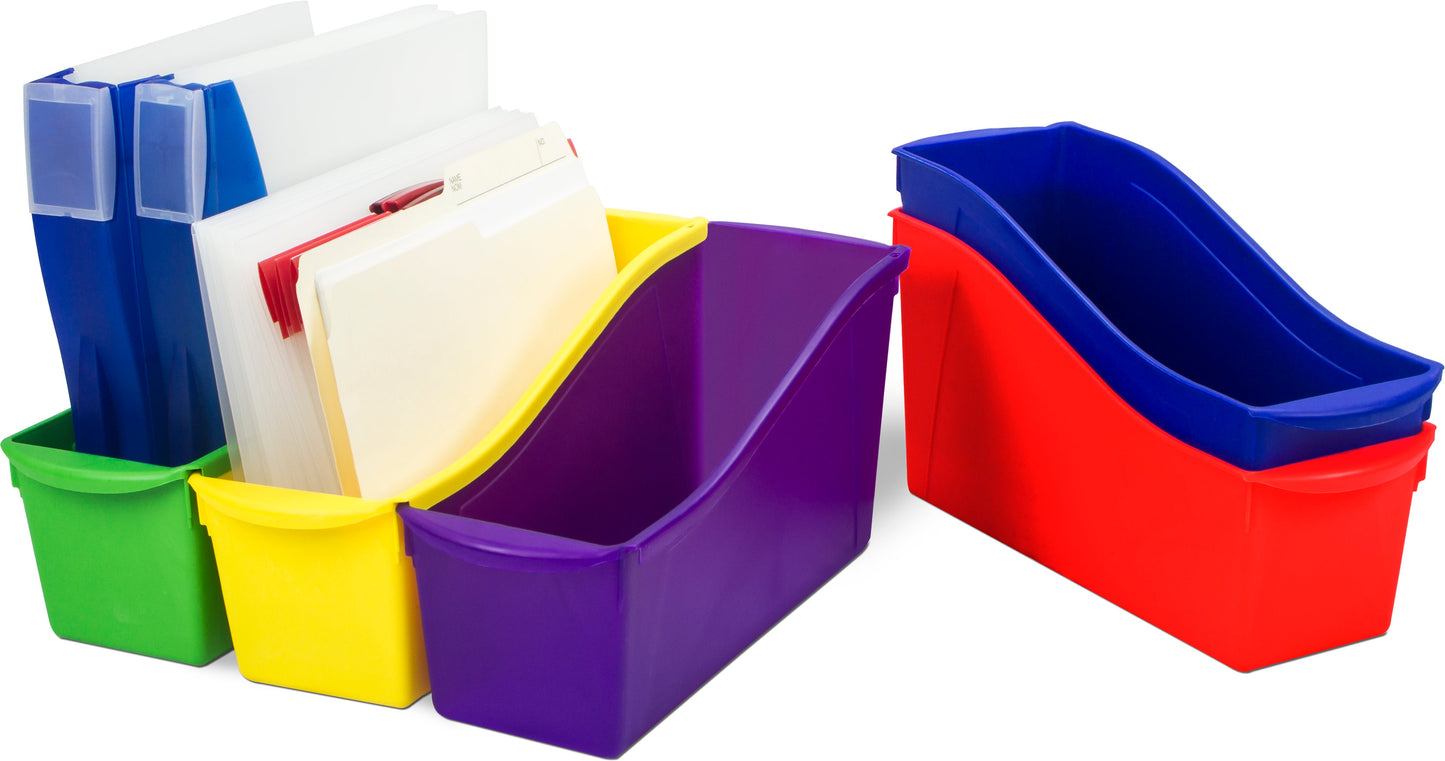 Large Plastic Book & Magazine Bin, Assorted Colors, Set of 5