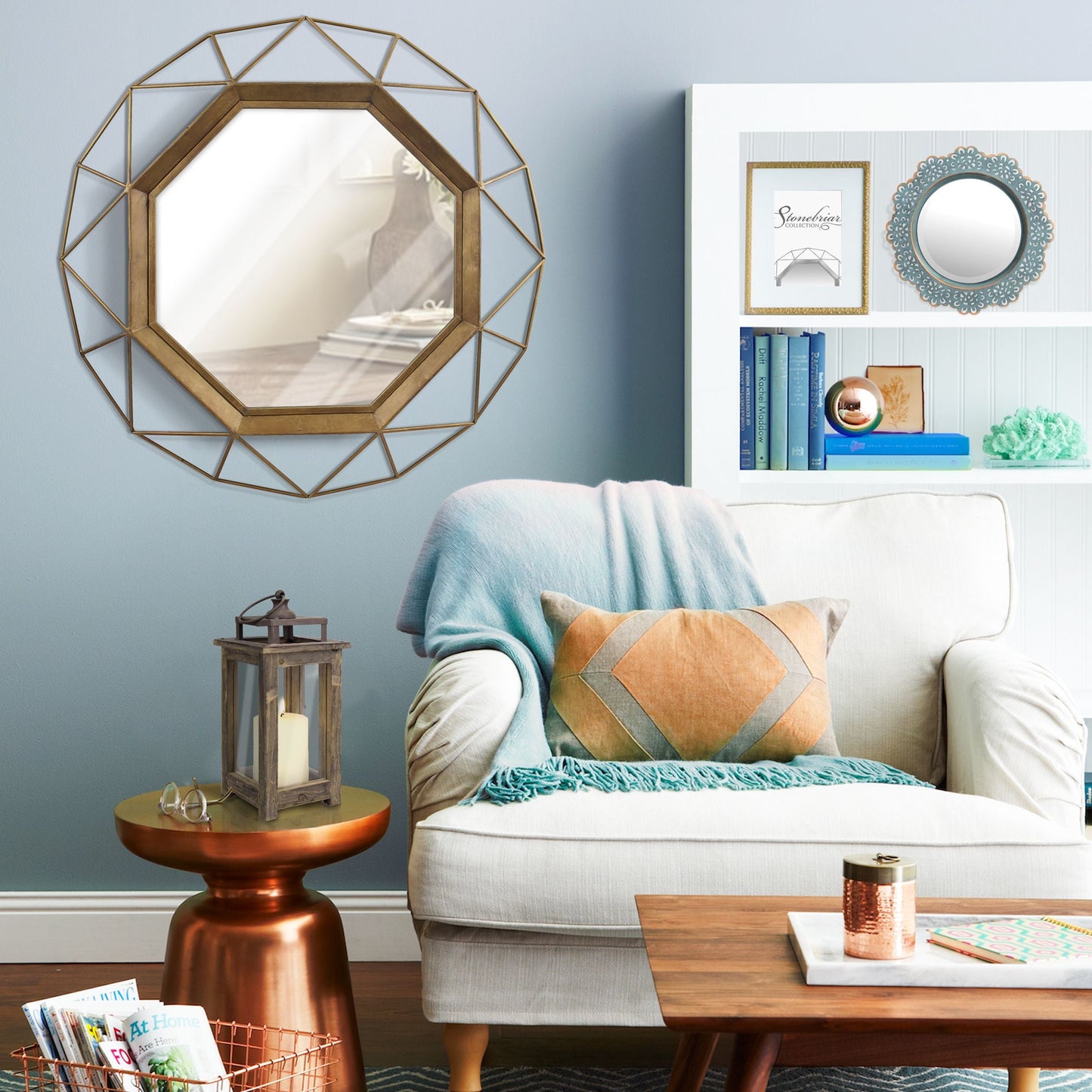 28.3" Modern Geometric Metal Wall Mirror