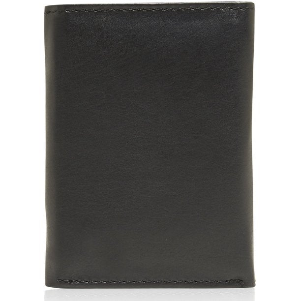 Genuine Leather Black Men's Trifold Wallet With ID Window Gifts For Men RFID Blocking