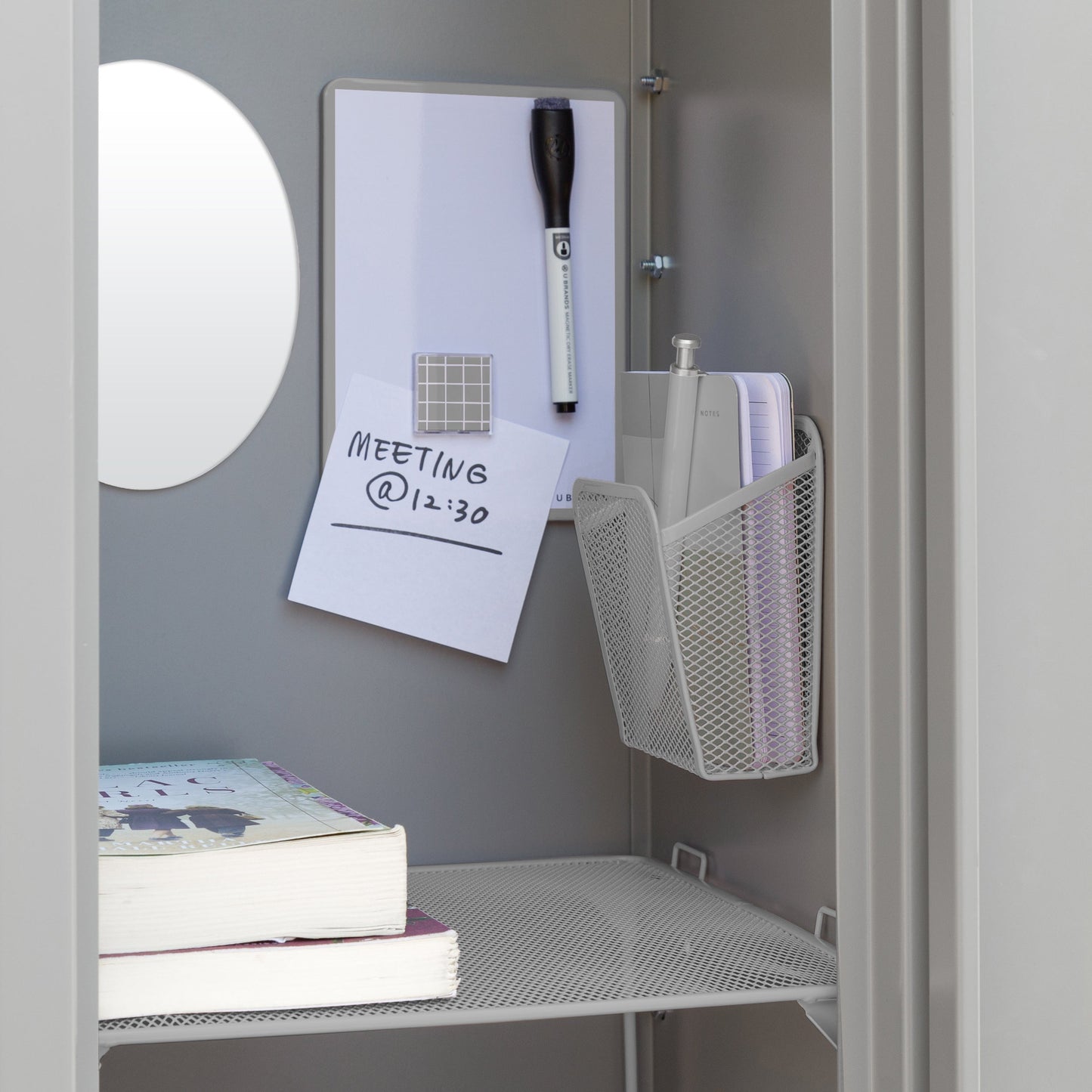 Locker Kit, 11 Piece Set, Shelf & Accessories, Gray