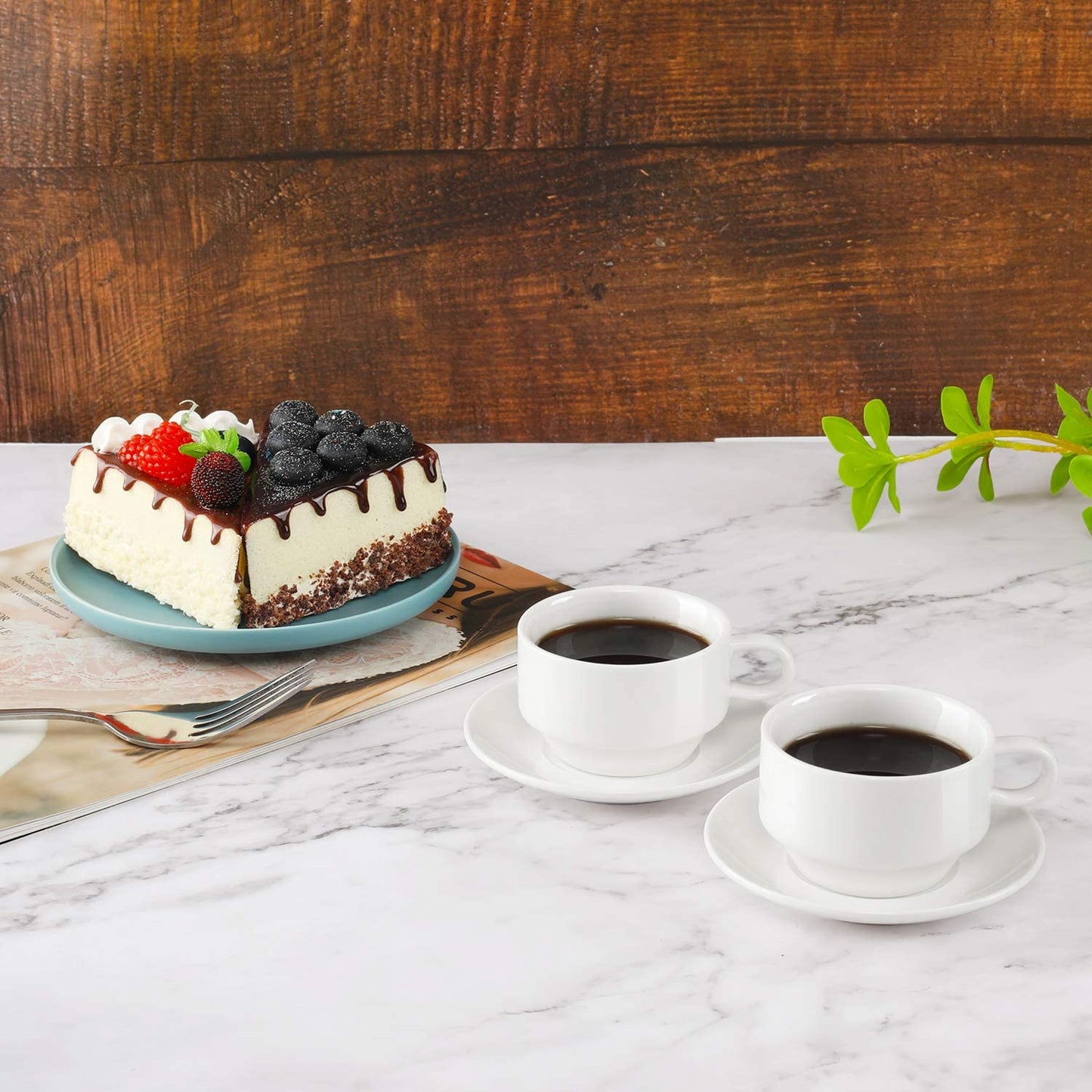 Set of 6, 3.5 oz Coffee Cup and Saucer Set (Early Black Friday Sale)