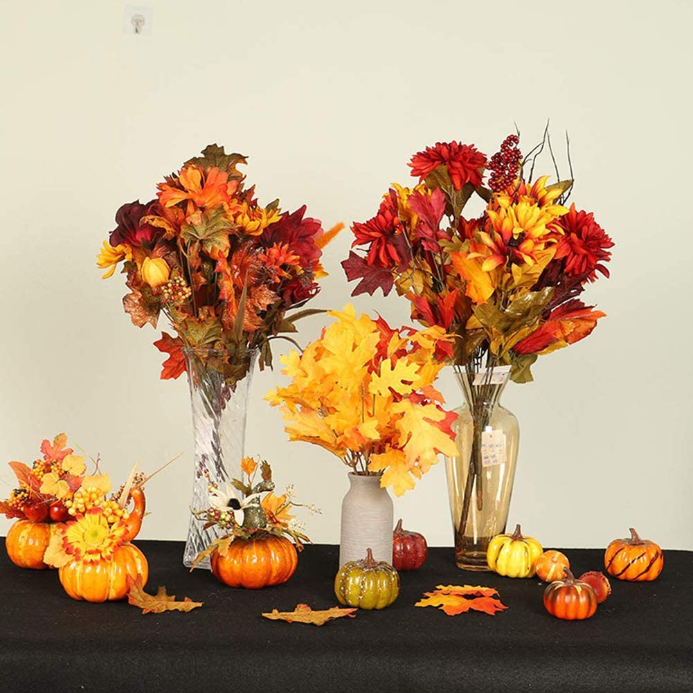 Artificial Pumpkins, Gourds, Maple Leaves, Pine Cones, Acorns , & Vegetables for Fall Thanksgiving Decorations
