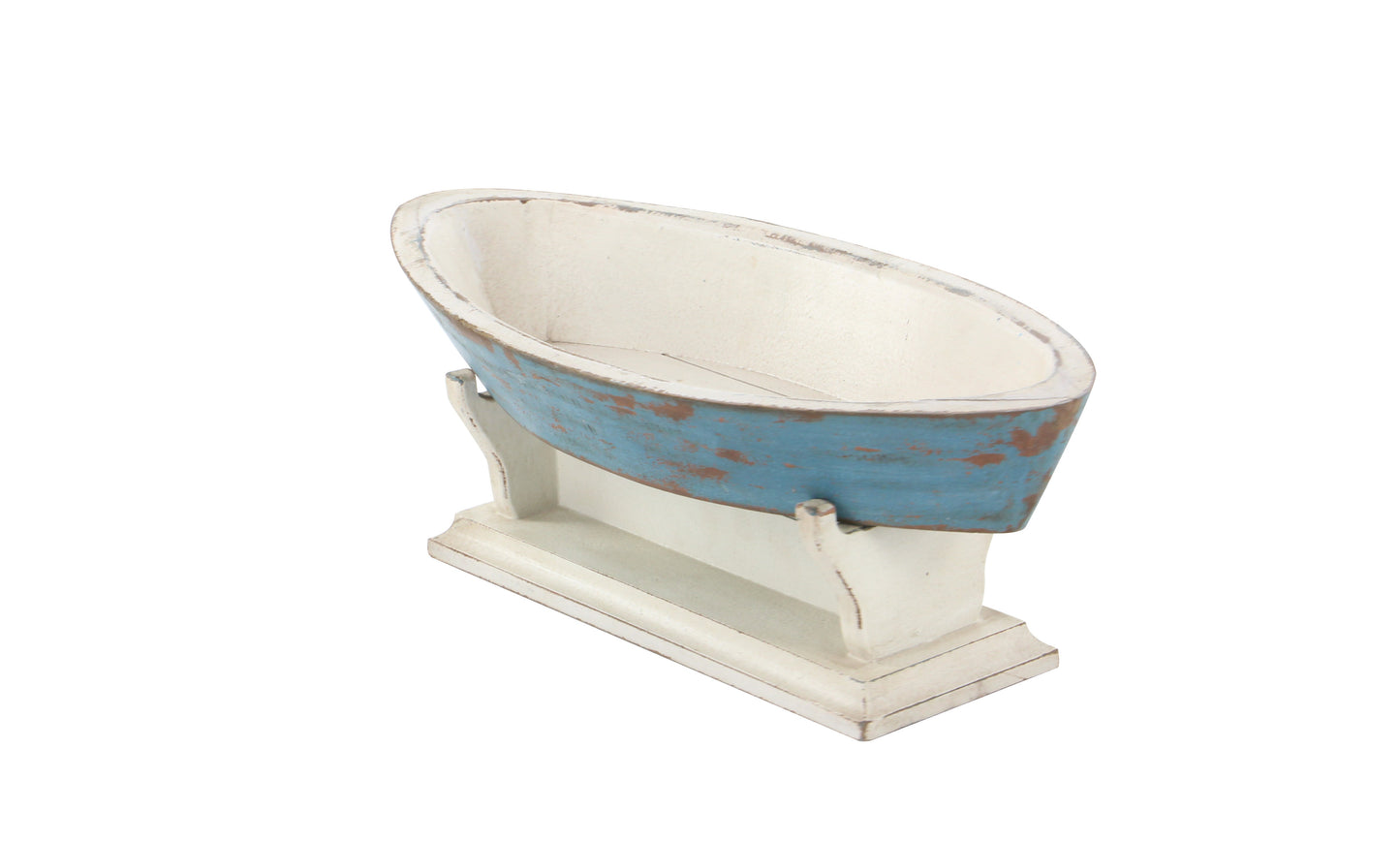 DecMode 22"W, 8"H Wood Coastal Sail Boat Sculpture, Blue