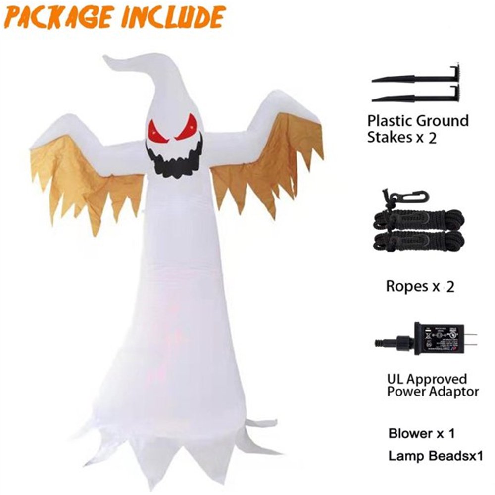 8 Ft Halloween Inflatables Red Eye Ghost w/ Color Changing LEDs