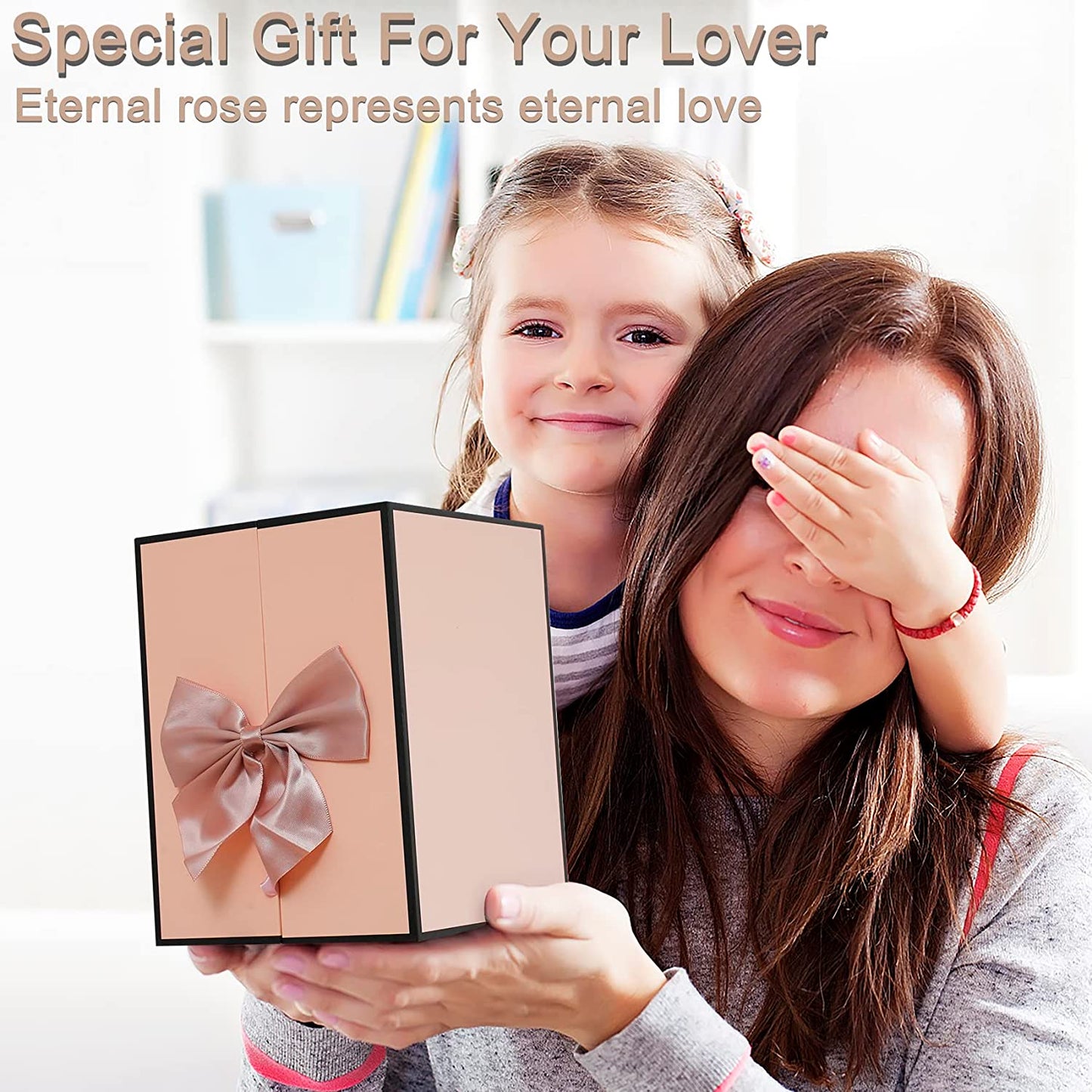 Preserve Rose Cute Bear Gifts Set w/ Necklace w/ Heart-Shaped I Love You in 100 Languages, Red