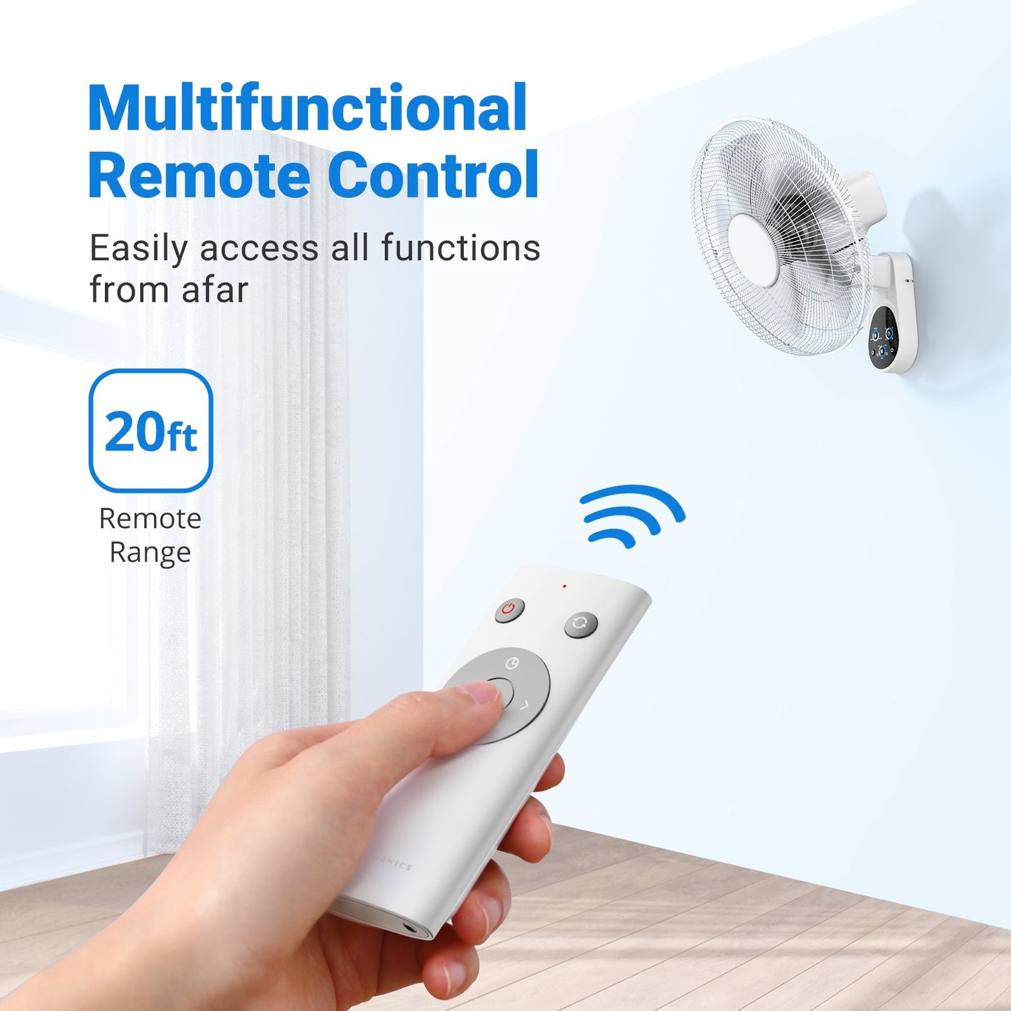 16 Inch Wall-Mount Fan w/ Remote, 3 Wind Modes