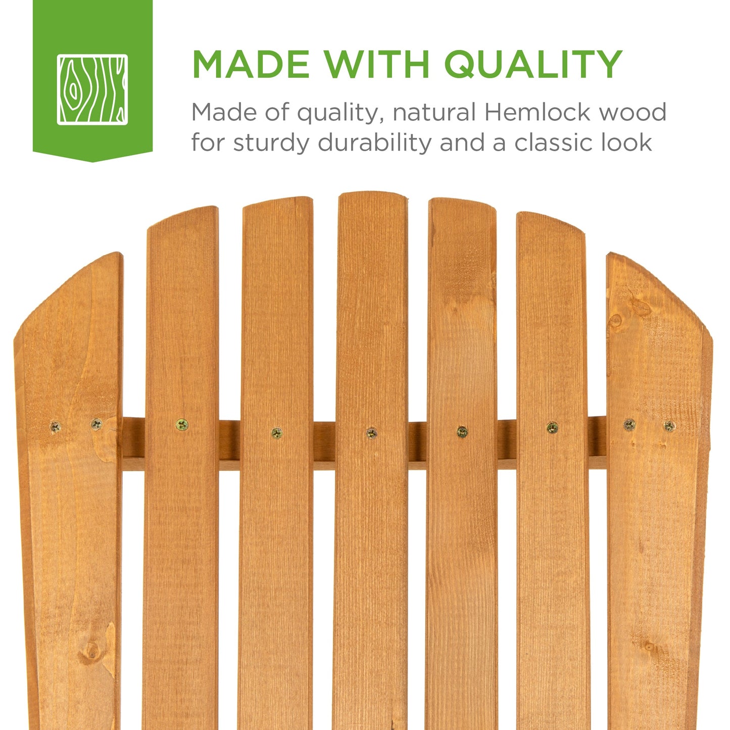 Folding Adirondack Chair Wooden Accent Lounge Furniture w/ Natural Finish