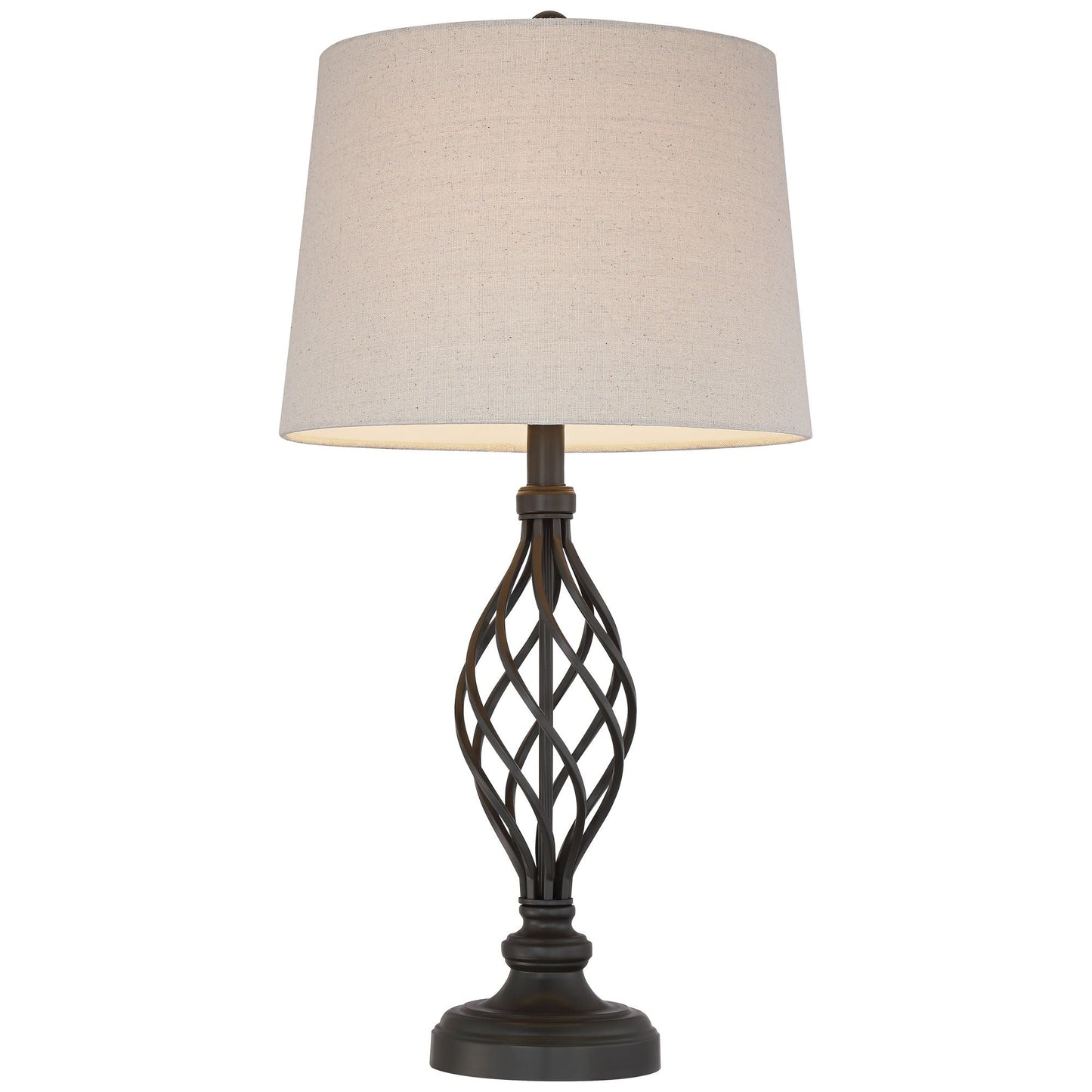 Table Lamps Set of 2 Bronze Iron Scroll Tapered Cream Drum Shade