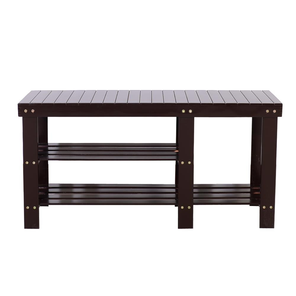 Bamboo Shoe Rack Bench, Coffee Finish