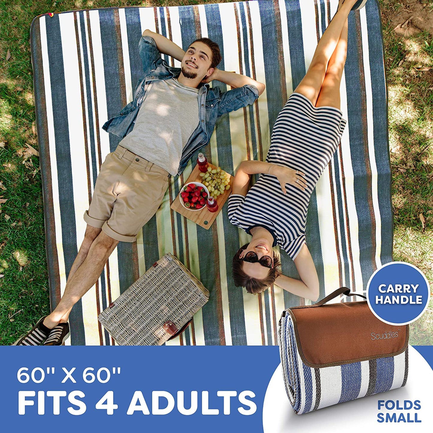 Extra Large Picnic & Outdoor Blanket Dual Layers Water-Resistant Handy Mat 60x60