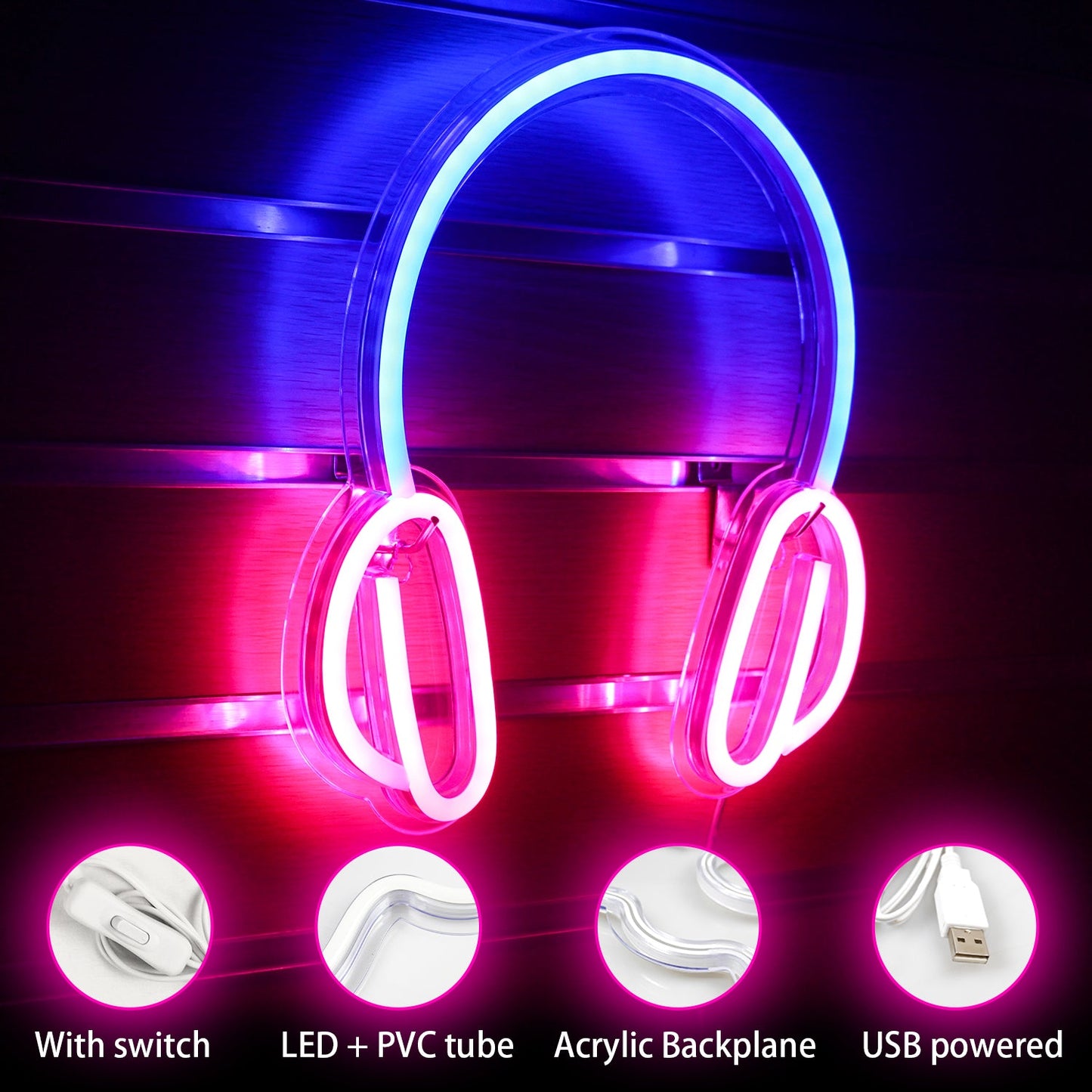 Earphone LED Neon Sign Light Decoration