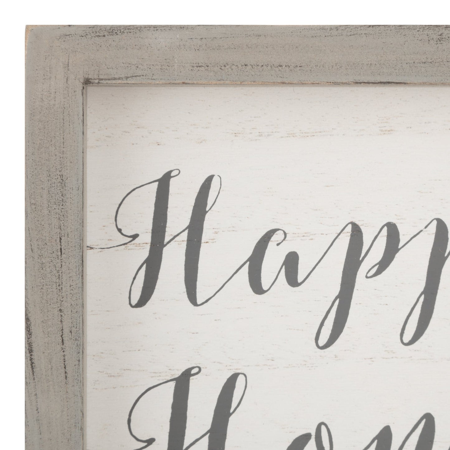 5" Happy Home Gray Rustic Typography Wooden Tabletop Sign