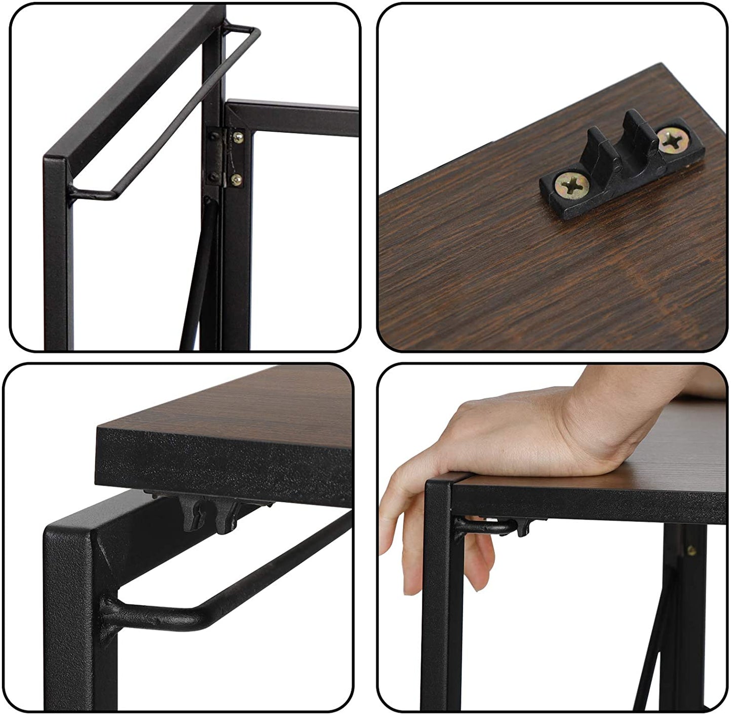 Folding Computer Writing Desk Wood Top Metal Frame