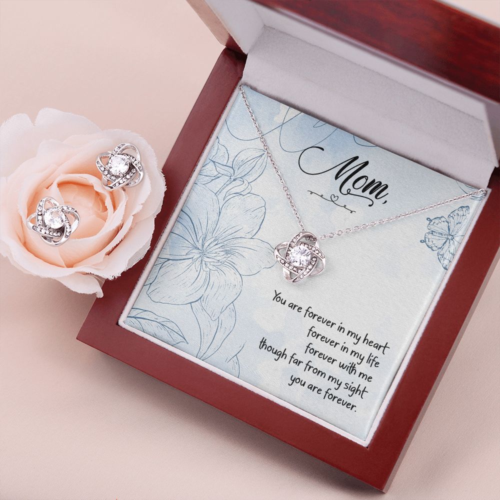You are forever in my heart Love Knot Earring & Necklace Set