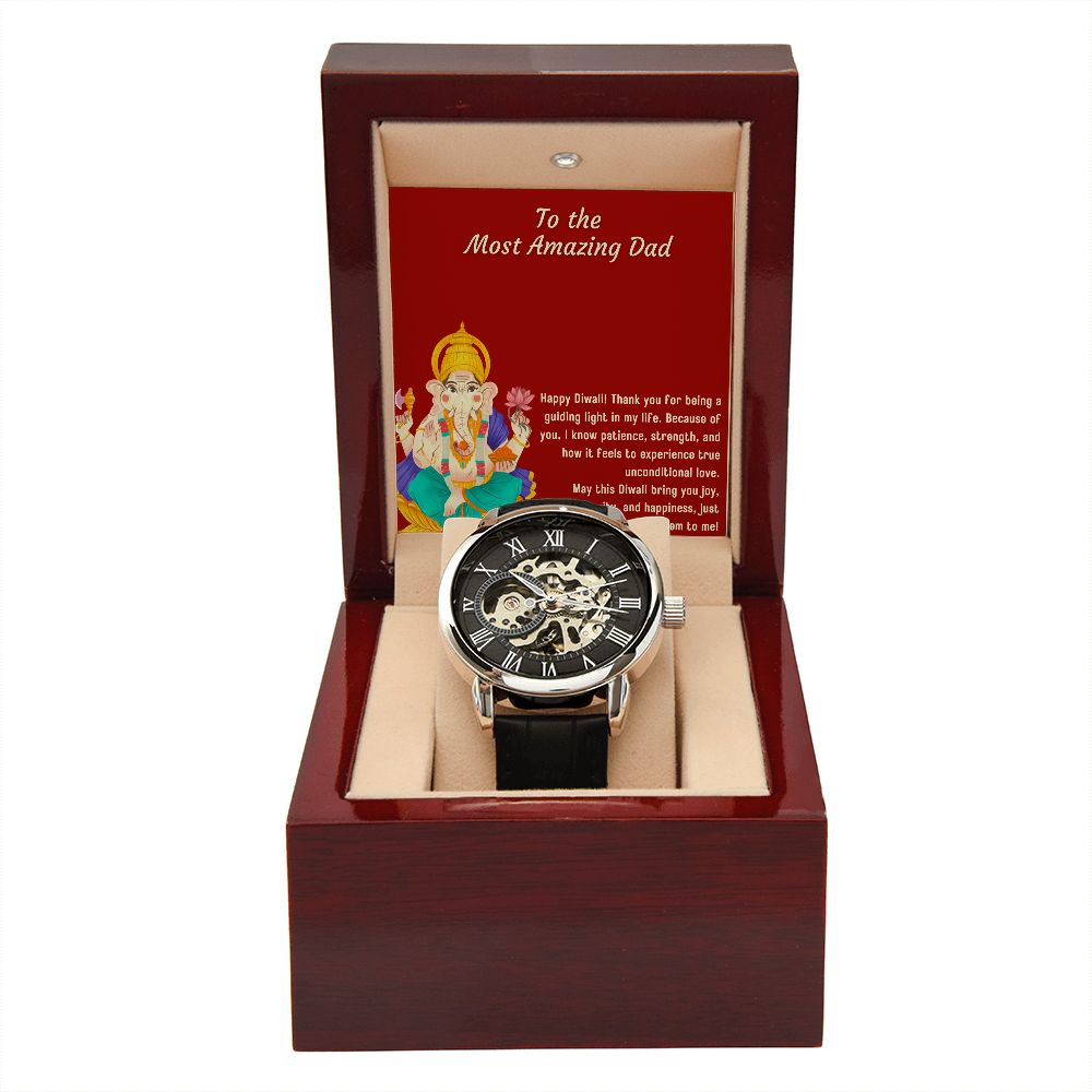 Men's Openwork Blessed by Lord Ganesh Diwali Dad Watch Set