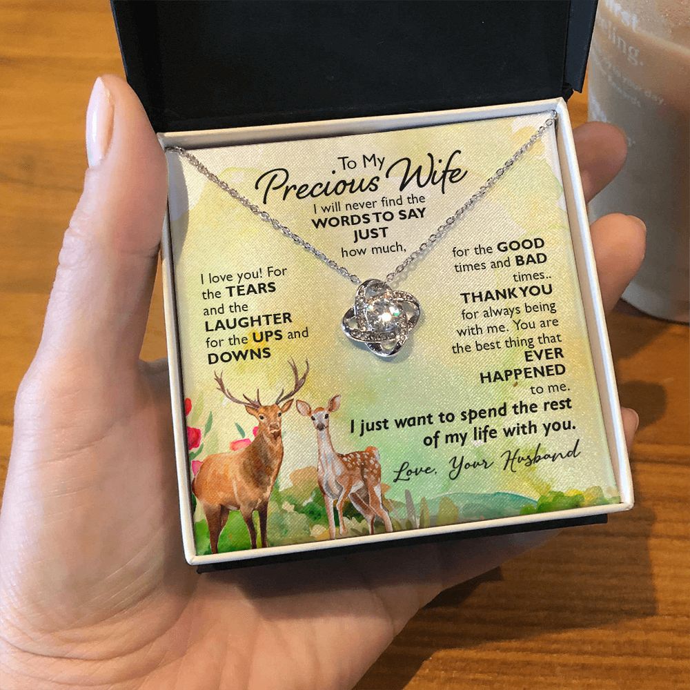 To My Precious Wife I will never find the words to say just how much I Love You Knot Necklace gift set