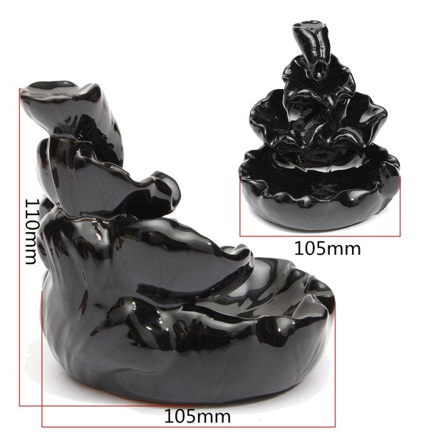 Black Ceramic Feng Shui Buddhist Incense Burner Holder