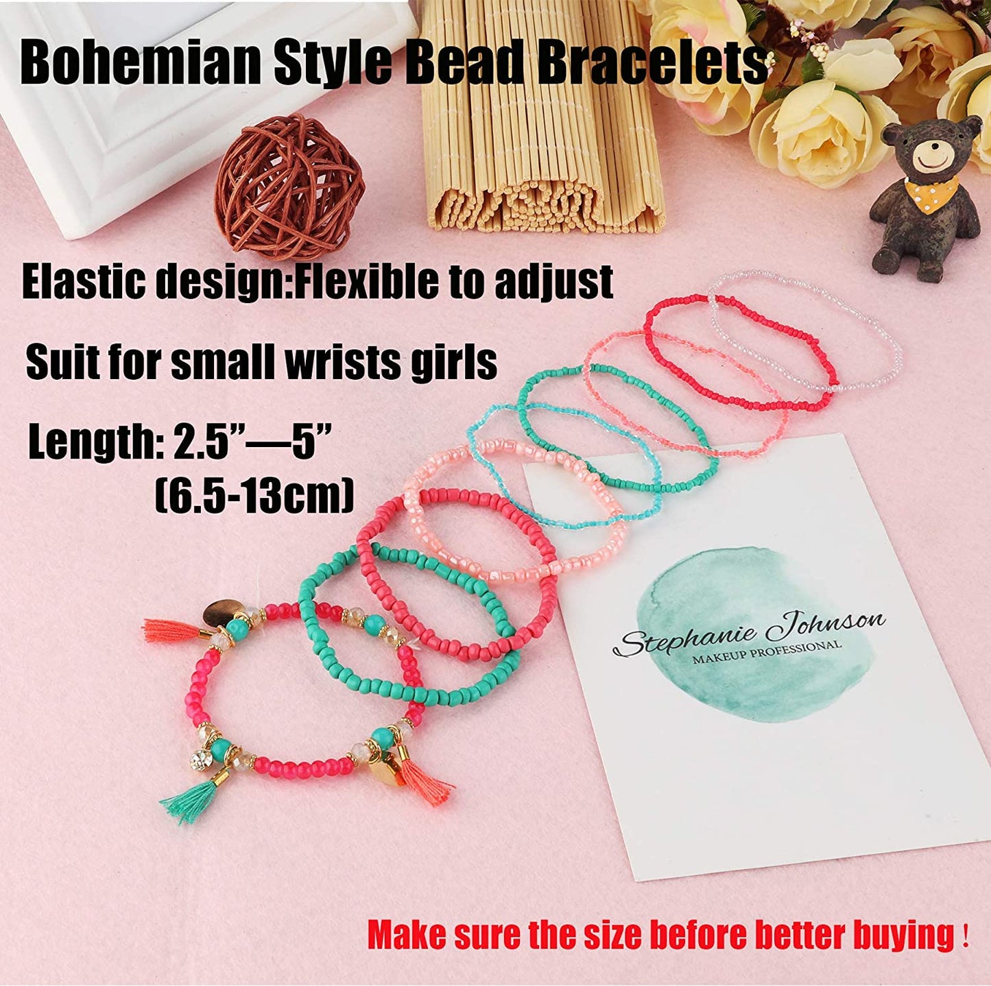 3-6 Sets Bohemian Beaded Multilayer Stretch Stackable Bracelet