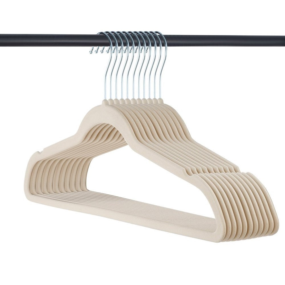Ultra Thin Non Slip Velvet Shirt Hangers, 50 Pack, Ivory