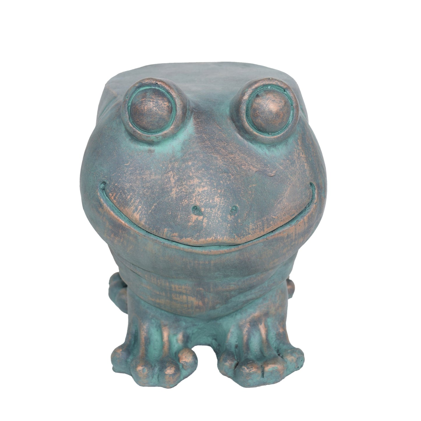 Dawn Frog Garden Stool, Copper Patina Finish