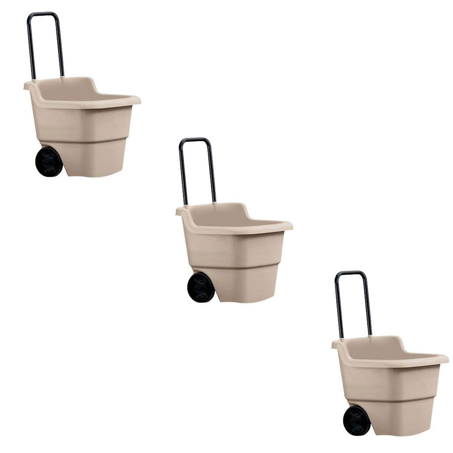 15 Gallon Resin Rolling Lawn & Utility Cart w/ Retractable Handle