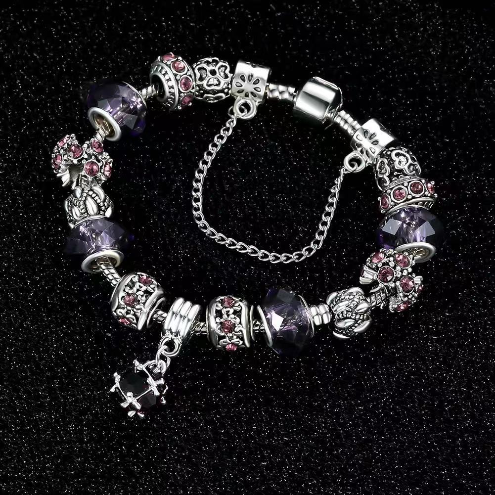 Women Crystal Beaded Bracelet Original Handmade Amethyst