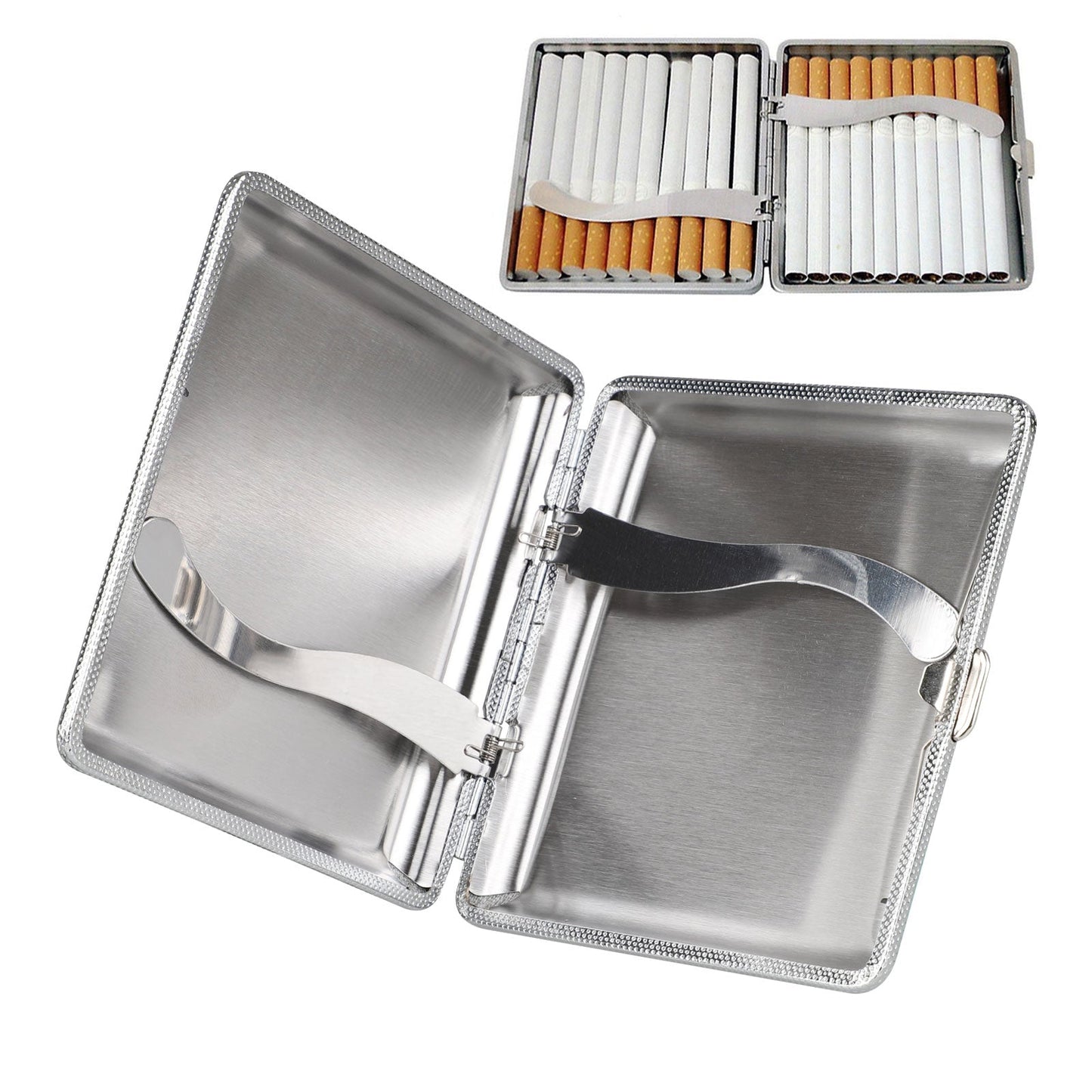 Zinc Alloy & Leather Cigarette Case, Hold 20pcs, Black