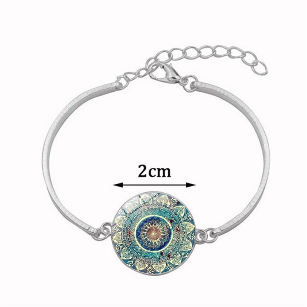 Cabochon Pendant Mandala Necklace Bracelet Earrings Jewelry Set for Women