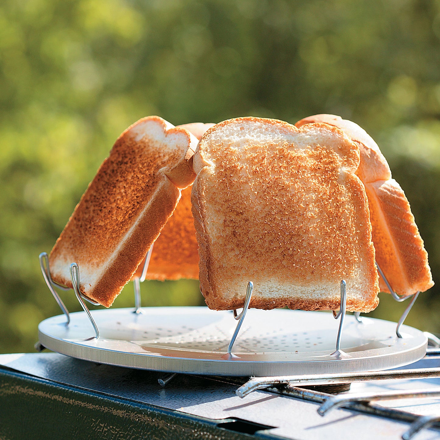 Camp Stove Toaster, 9” Diameter, Steel, Fits Single & 2-Burner Gas Stoves