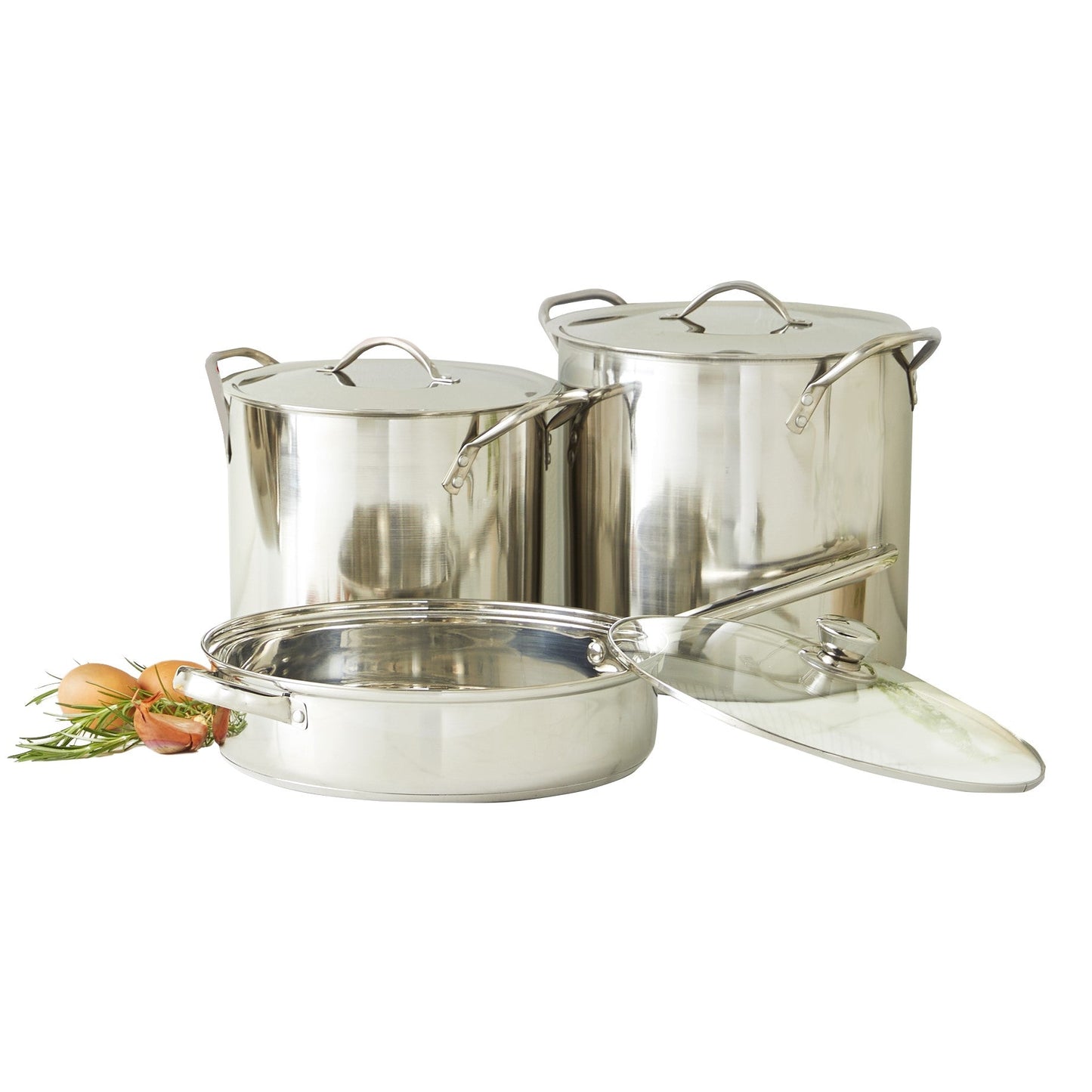 Stock Pot Set of 3 - Stainless Steel & Cool Touch Handles