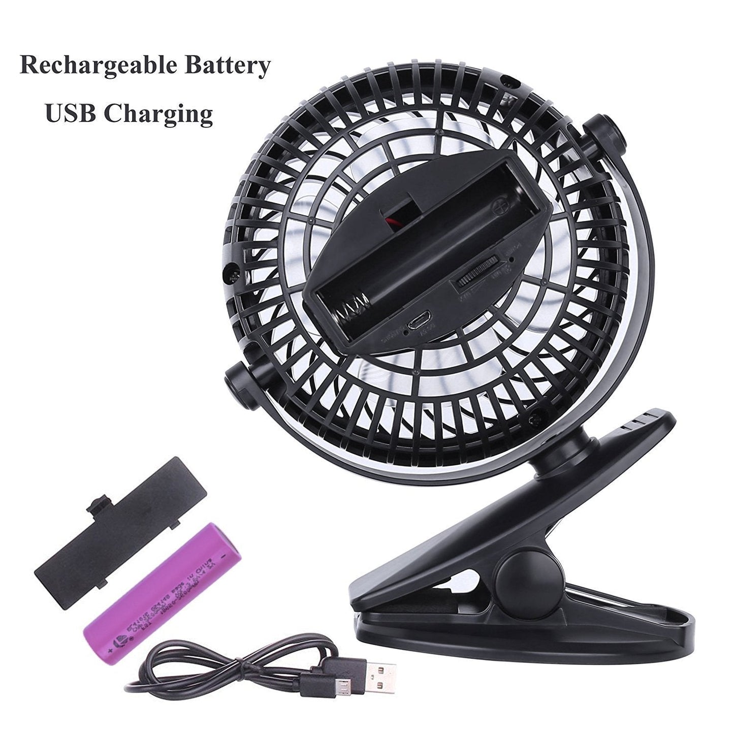 Battery Operated Clip on Mini Desk Fan, Black