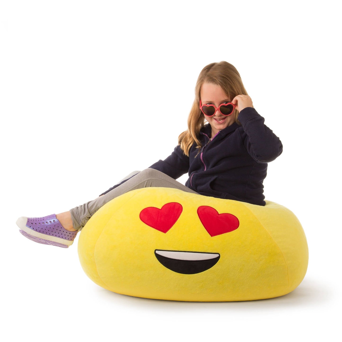 GoMoji Yellow Love Polyester Bean Bag Chair - 28" x 28" x 14"