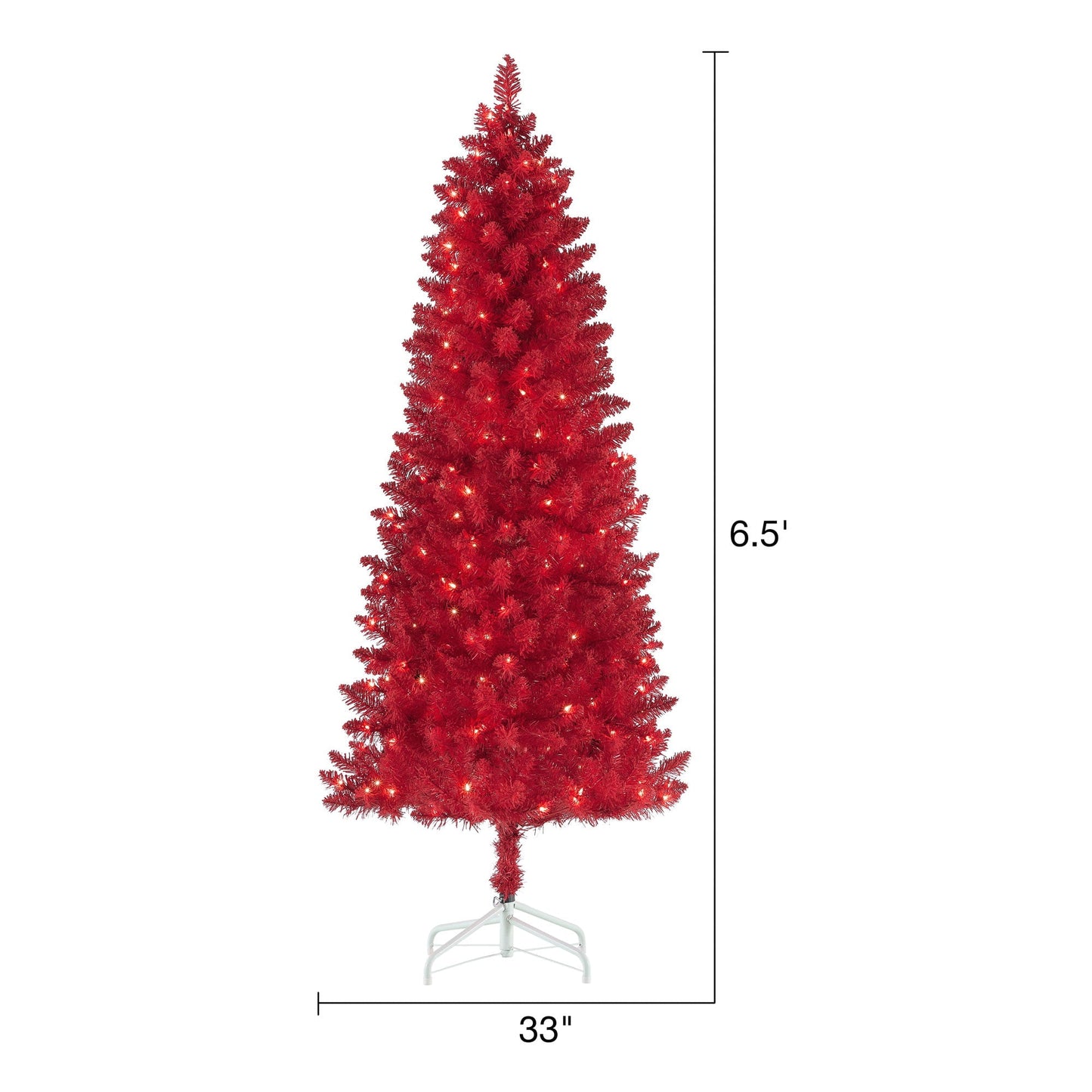 6.5-Foot Pre-Lit Flocked Artificial Red Pine Christmas Tree
