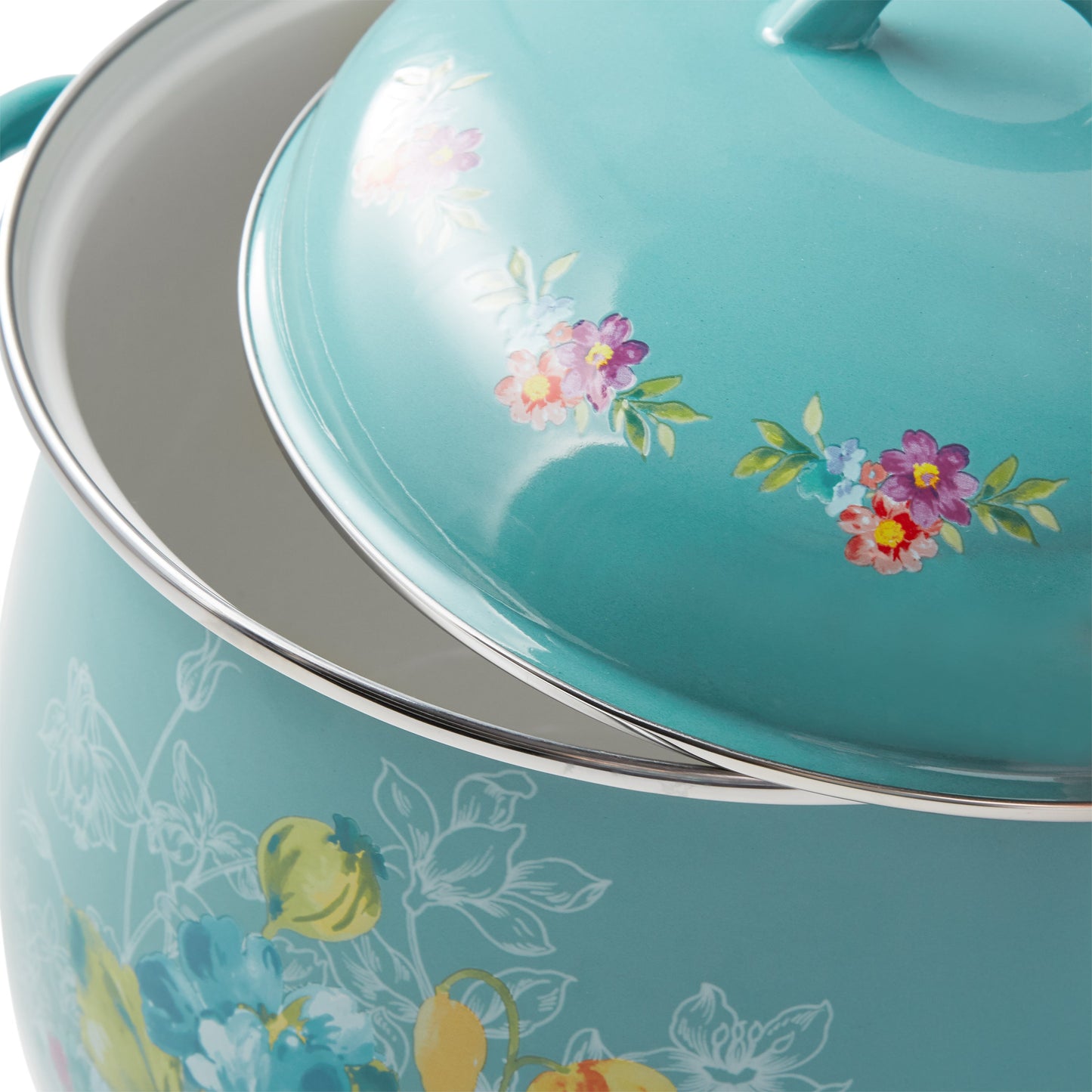 Breezy Blossom Enamel-on-Steel 12-Quart Stock Pot