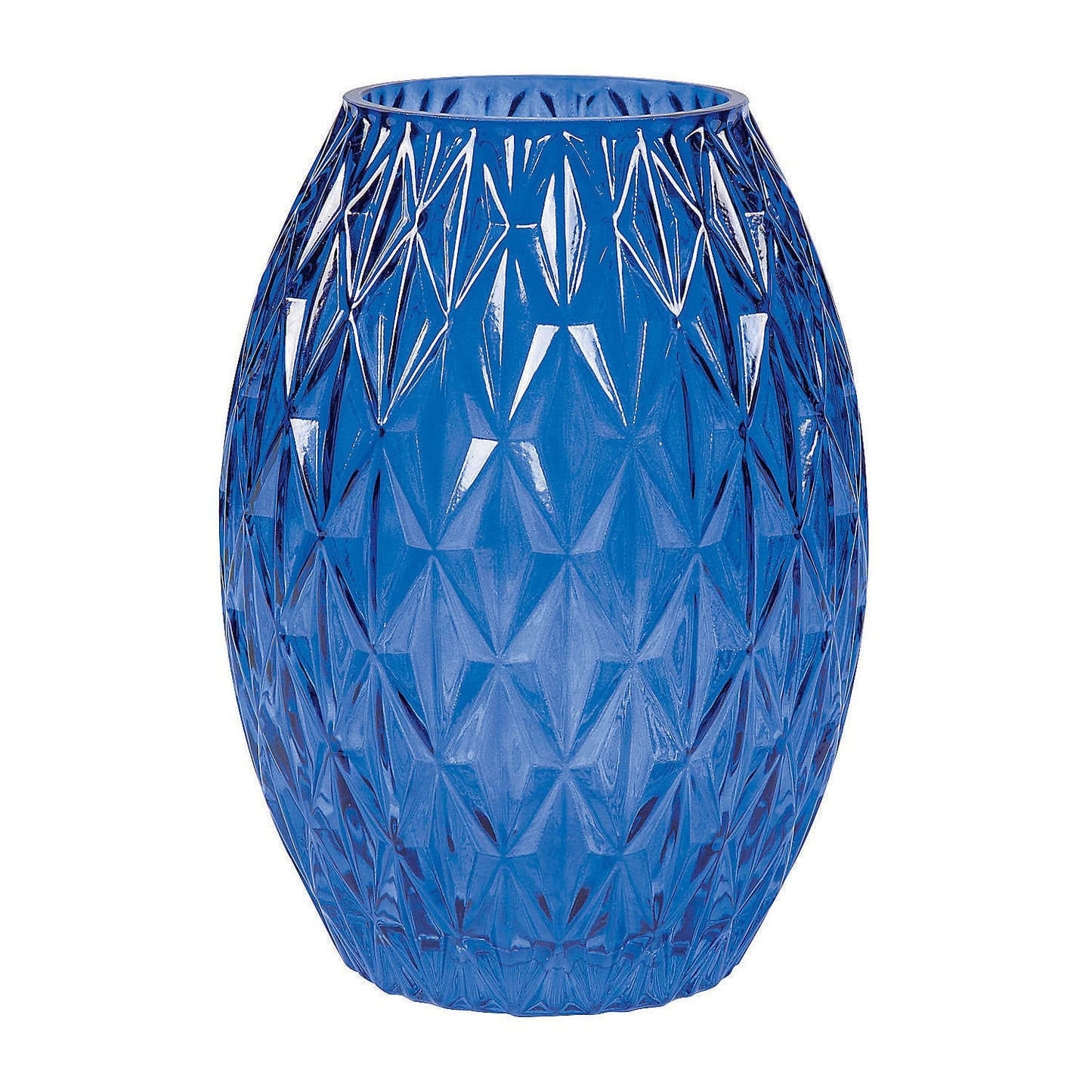 Blue Textured Glass Vase for Home Decoration