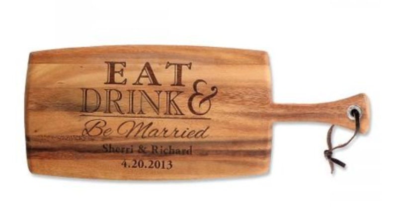 Personalized Eat, Drink & Be Married Paddle Cutting Board | Wedding Gift Ideas For Married