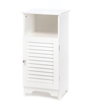 White Finish Nantucket Storage Organizer | Chic Wooden Bathroom Bedroom Living Room Storage and Side Cabinet