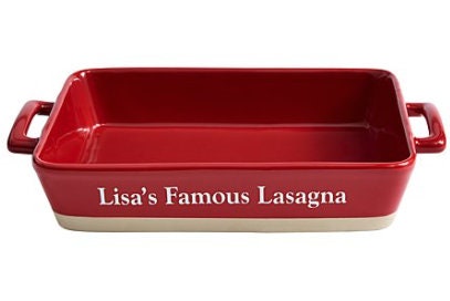 Personalized Rectangular Ceramic Stoneware Lasagna Dish | Baking Dish for Oven | Lasagna Pan Server Deep with Handle