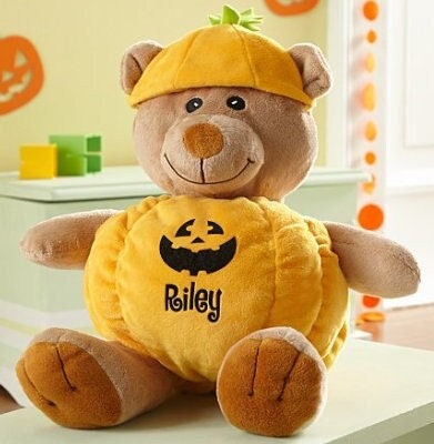 Personalized Jack-O-Lantern Teddy Bear | Adorable Halloween Plush Pumpkin Dolls, Pumpkin for Kids Party Decorations