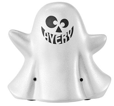 Personalized Light-Up Ghost Figurine, Motion Sensing Halloween Decoration, Glittery Indoor Props and Home Decoration, 4 Fun Faces Design