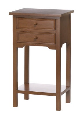 Rustic End Table | Rich Brown Finish Wooden Side Table with 2 Simple Pull Drawers | Wood Nightstand with Storage, 15.75"x 11.87"x27.12"