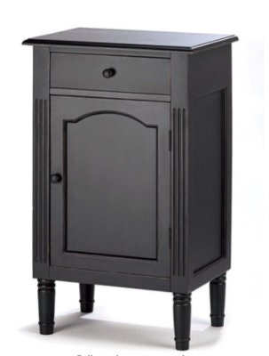 Antiqued Matte Black Finish Cabinet | Home Office Wooden Side Table | Old- Fashioned Telephone Coffee Table, 18"x12.5x29"