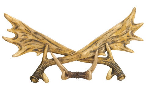 Vintage Deer Antlers Wall Hooks | Antique Finish Metal Clothes Hanger Rack w/Hooks
